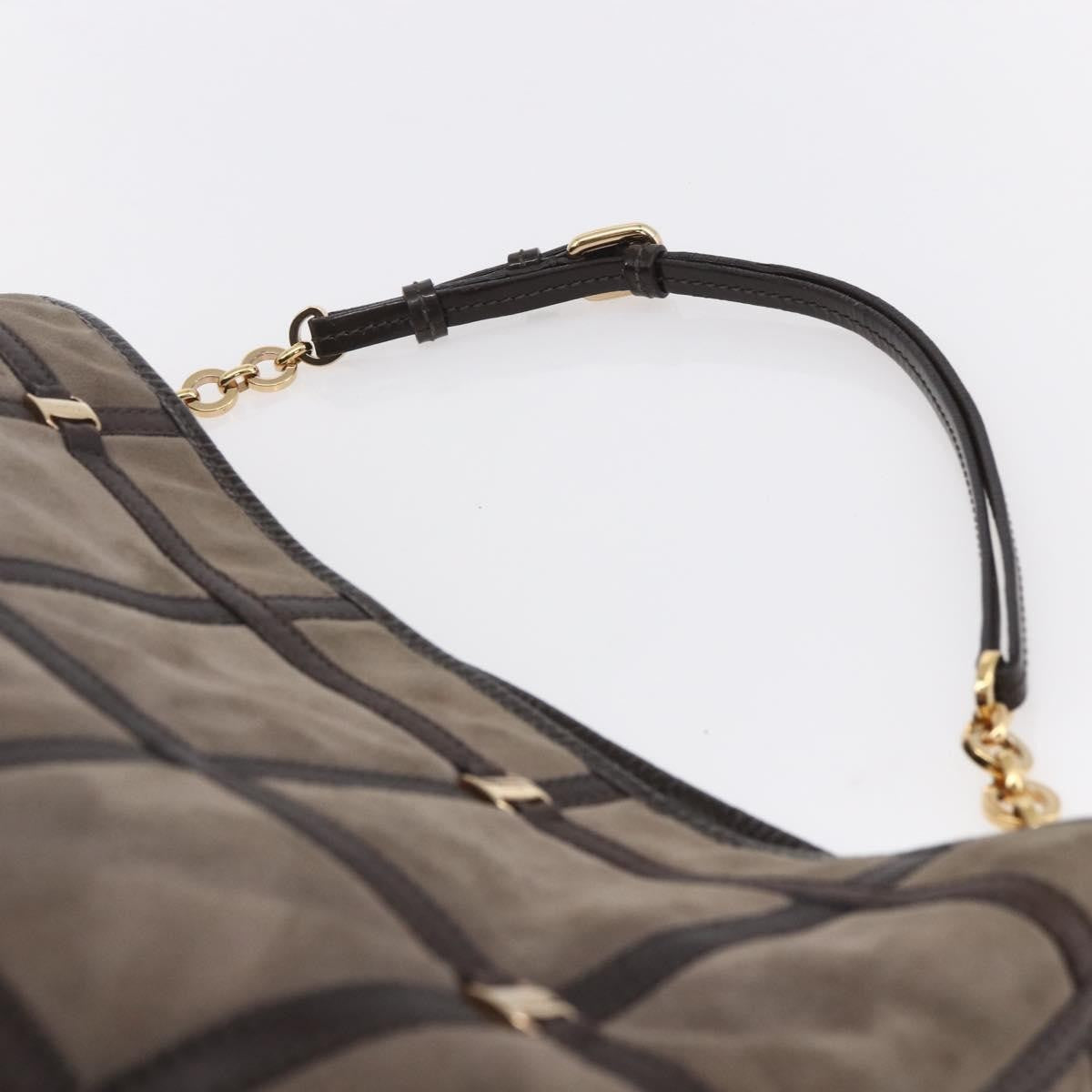 Salvatore Ferragamo Vala Shoulder Bag Suede, BROWN, SUEDE, Shoulder bag
