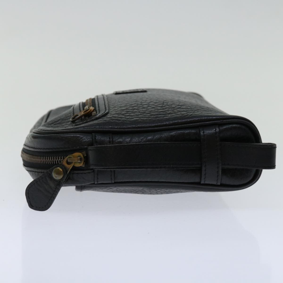 Burberry Zip Clutch Leather, BLACK, LEATHER, Clutche & pouche