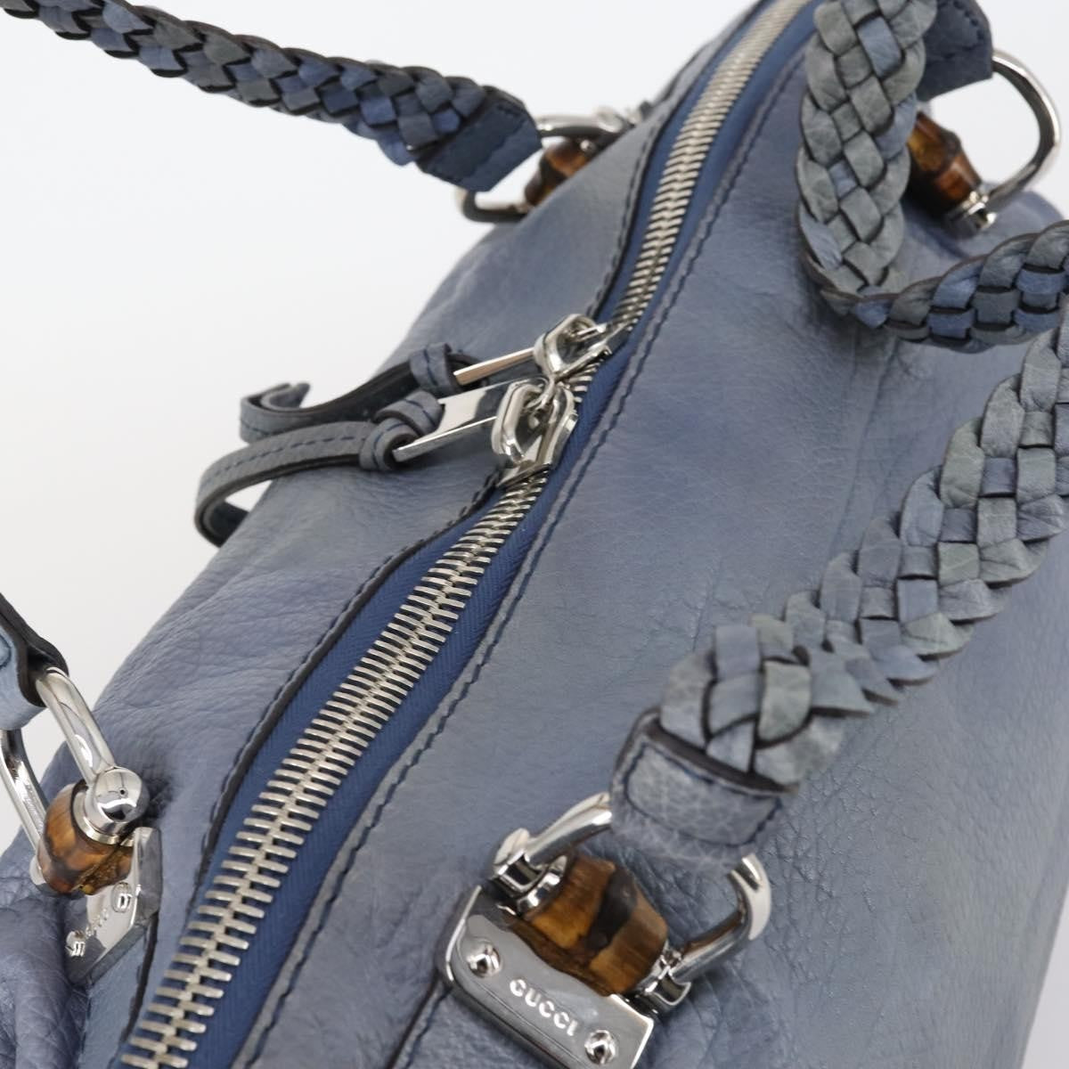 Gucci Bamboo Bar Shoulder Bag Leather, BLUE, LEATHER, Shoulder bag