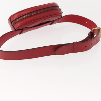Gucci GG Marmont Belt Bag Matelasse Leather, RED, LEATHER, Clutche & pouche