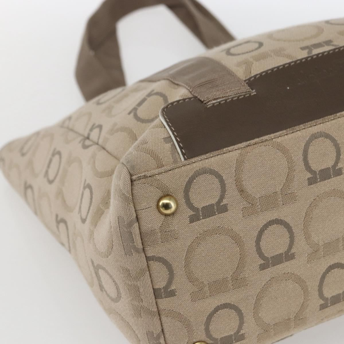 Salvatore Ferragamo Gancini Tote Gancini Canvas, BEIGE, CANVAS, Tote bag