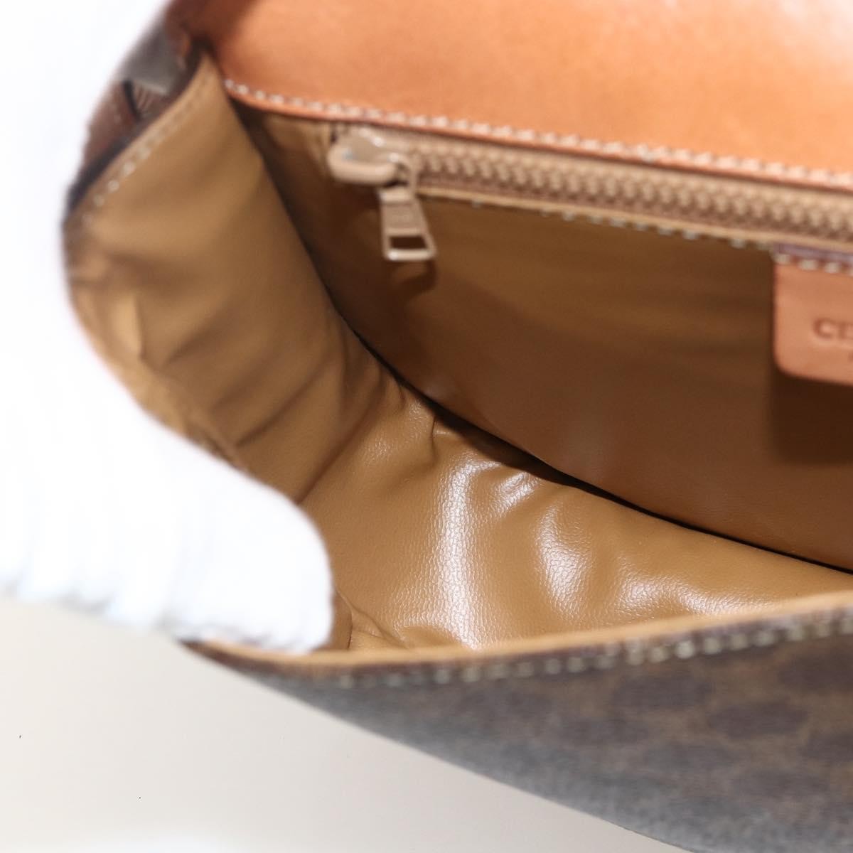 Celine Vintage Macadam Shoulder Bag Canvas and Leather, Brown, PVC, Shoulder Bag