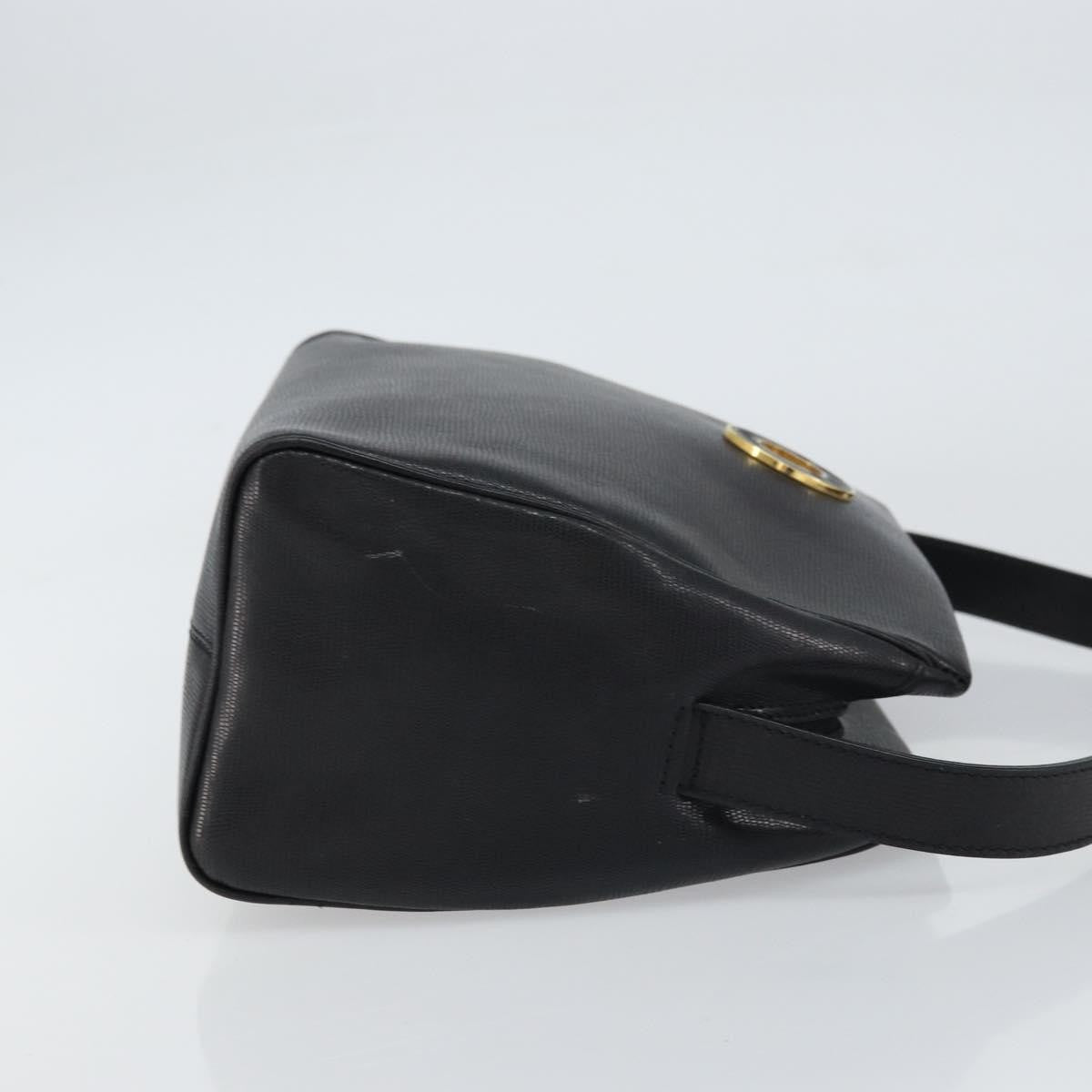 Celine Circle Logo Shoulder Bag Leather, BLACK, LEATHER, Shoulder bag