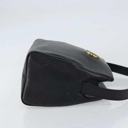 Celine Circle Logo Shoulder Bag Leather, BLACK, LEATHER, Shoulder bag