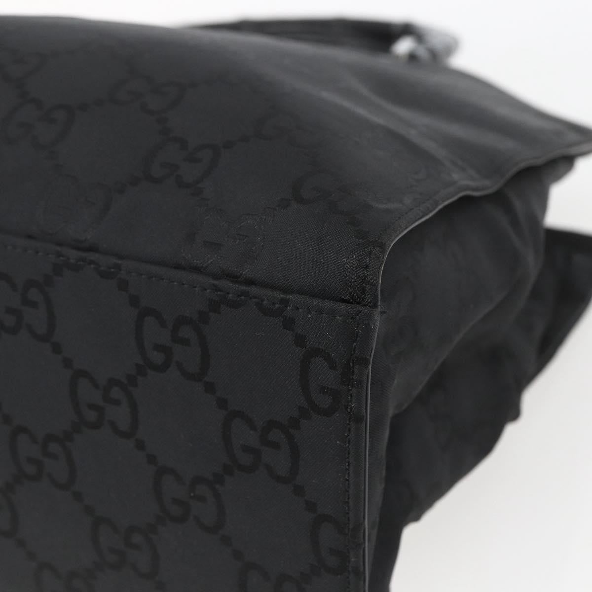 Gucci Vintage Bamboo Handle Tote GG Nylon, Black, Nylon, Tote Bag