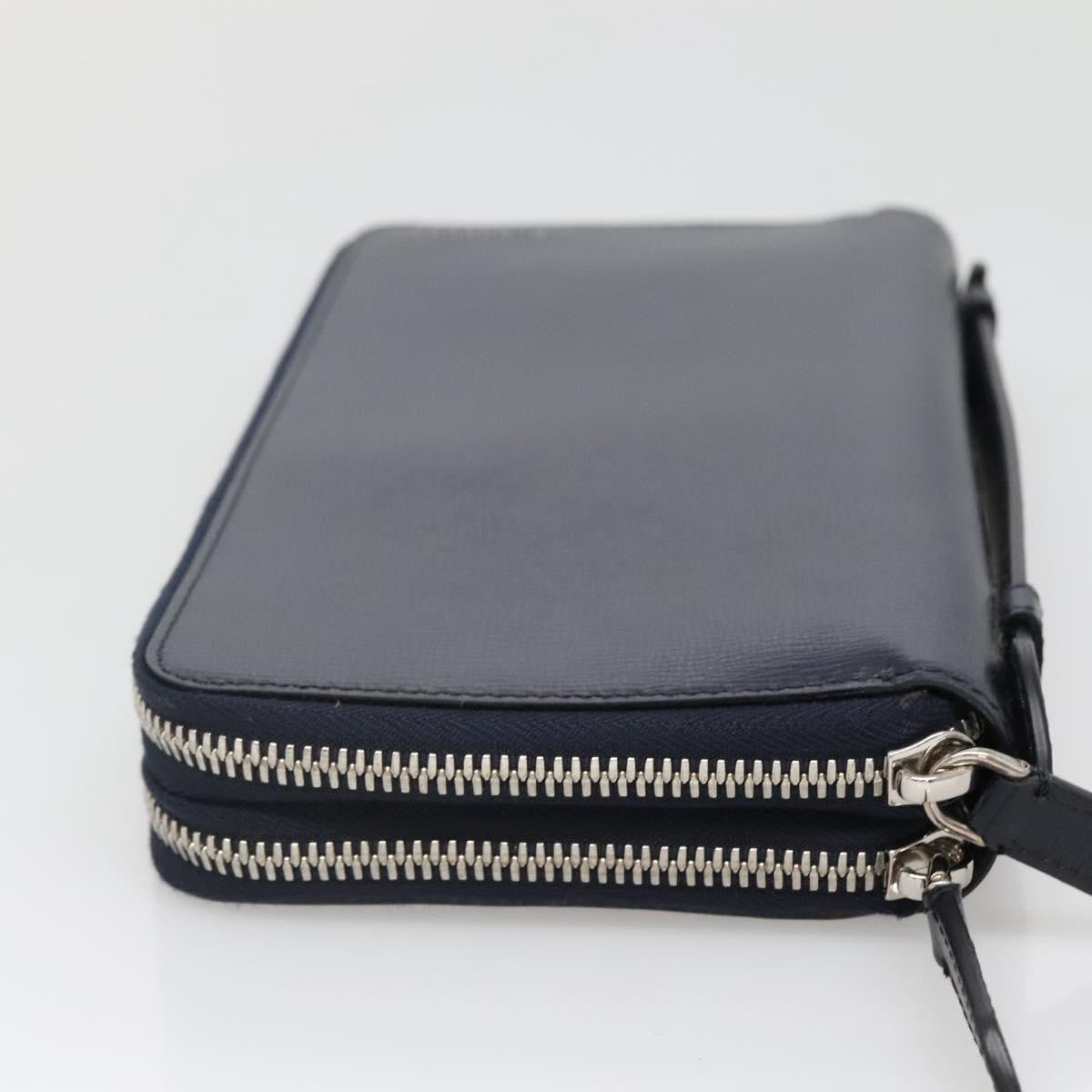 Burberry Reeves Double Zip Organizer Wallet Leather, NAVY, LEATHER, Wallets