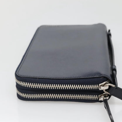 Burberry Reeves Double Zip Organizer Wallet Leather, NAVY, LEATHER, Wallets