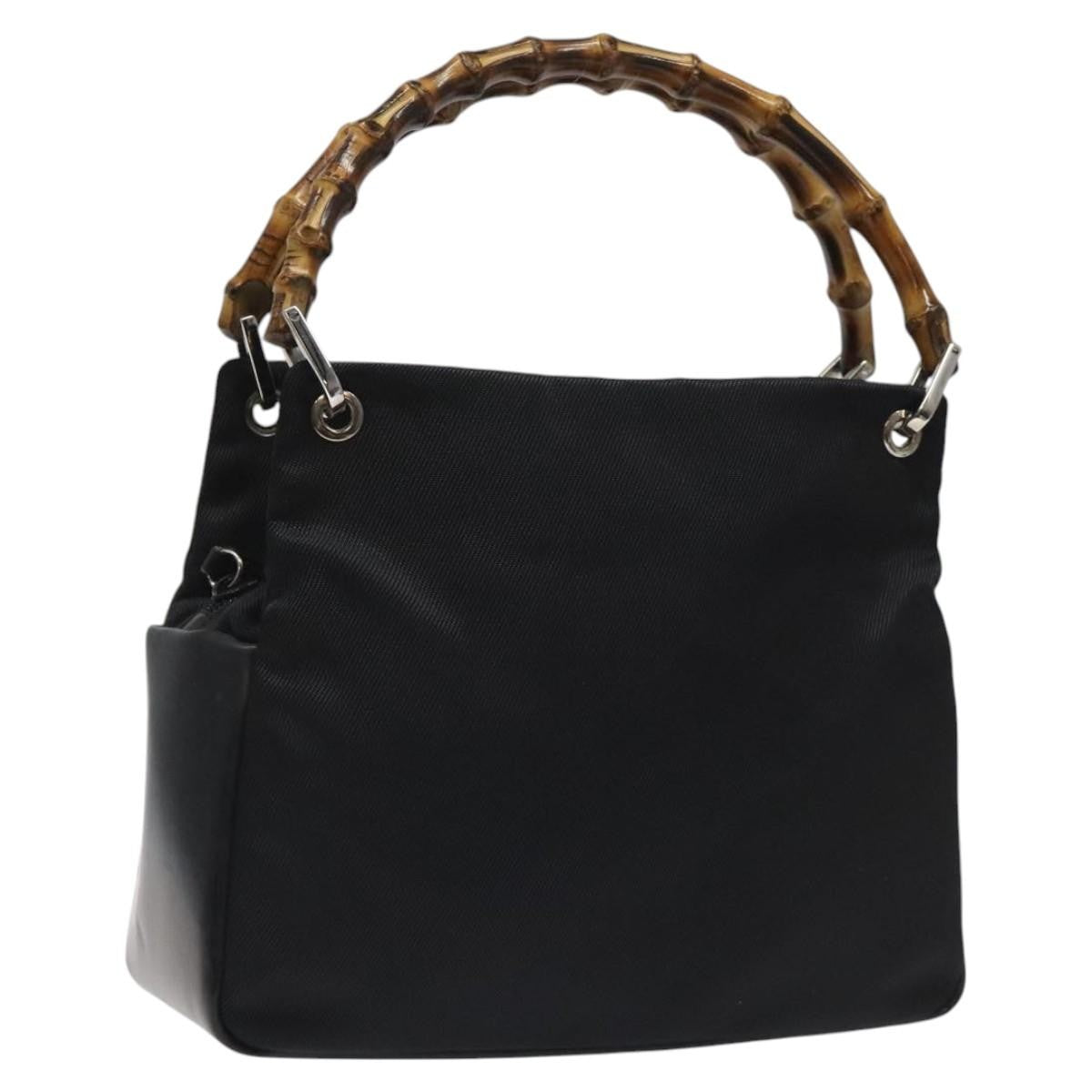 Gucci Bamboo Top Handle Tote Nylon, BLACK, NYLON, Tote bag
