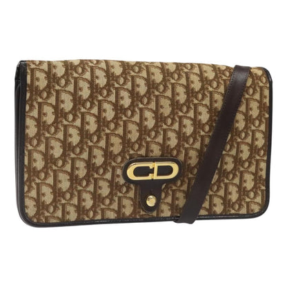 Christian Dior Vintage Trotter Flap Shoulder Bag Canvas, BROWN, CANVAS, Shoulder bag