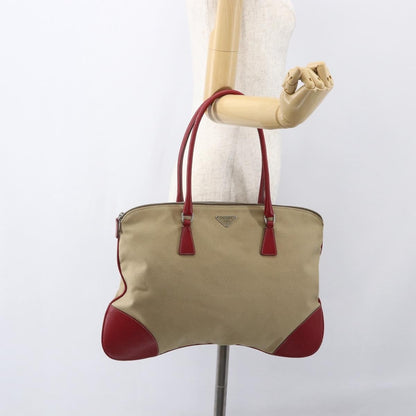 Prada Vintage Handbag Canvas, Beige, Canvas, Handbag