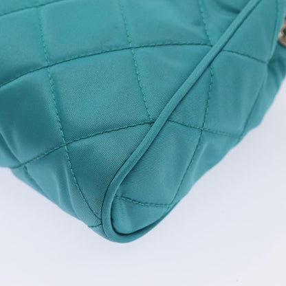 Prada Pushlock Chain Flap Bag Quilted Tessuto, Turquoise, Nylon, Shoulder Bag
