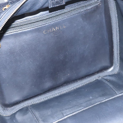 Chanel Vintage Timeless Zip Around Vanity Case Caviar, BLACK, LEATHER, Toiletry Case