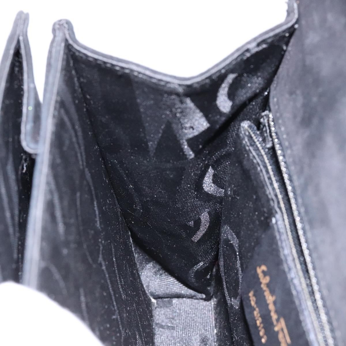 Salvatore Ferragamo Convertible Top Handle Bag Leather, BLACK, SUEDE, Handbag