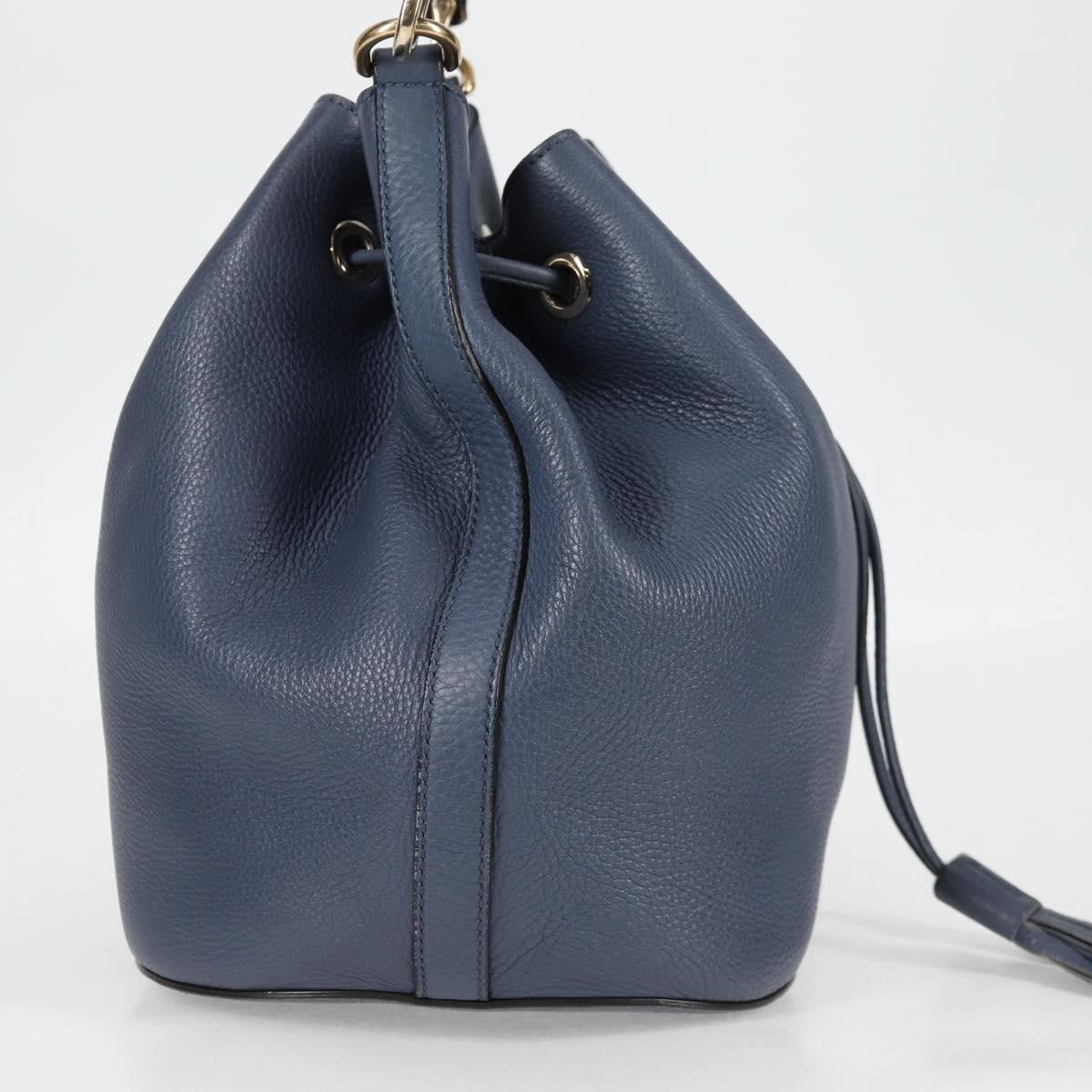 Gucci Miss Bamboo Bucket Bag Leather, BLUE, LEATHER, Handbag