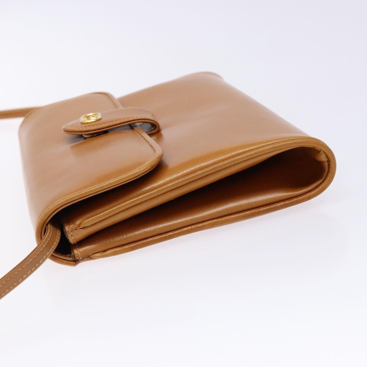Gucci Vintage Flap Crossbody Bag Leather, BROWN, LEATHER, Shoulder bag