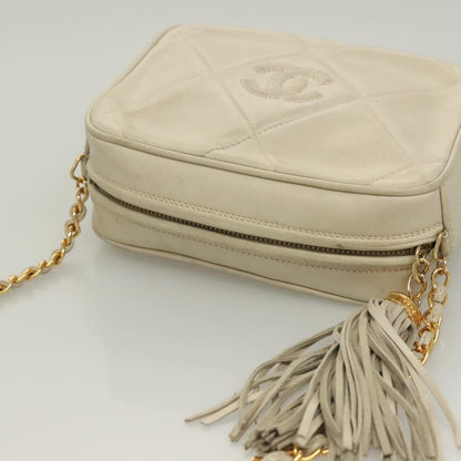 Chanel Vintage Diamond CC Camera Bag Quilted Lambskin, BEIGE, LEATHER, Shoulder bag