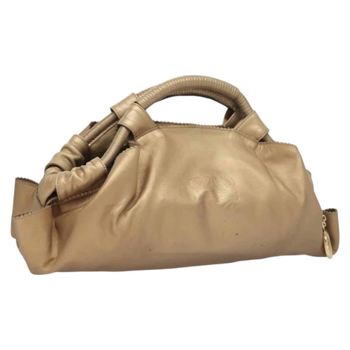 Loewe Anagram Logo Nappa Aire Hand Bag Leather, GOLD, LEATHER, Handbag