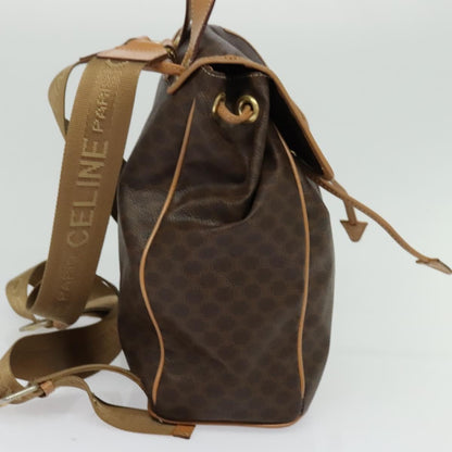 Celine Vintage Macadam Backpack Canvas and Leather, Brown, Canvas, Backpack