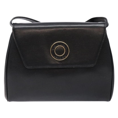 Celine Vintage Circle Logo Crossbody Bag Leather, BLACK, LEATHER, Crossbody bag
