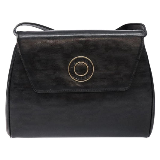 Celine Vintage Circle Logo Crossbody Bag Leather, BLACK, LEATHER, Crossbody bag