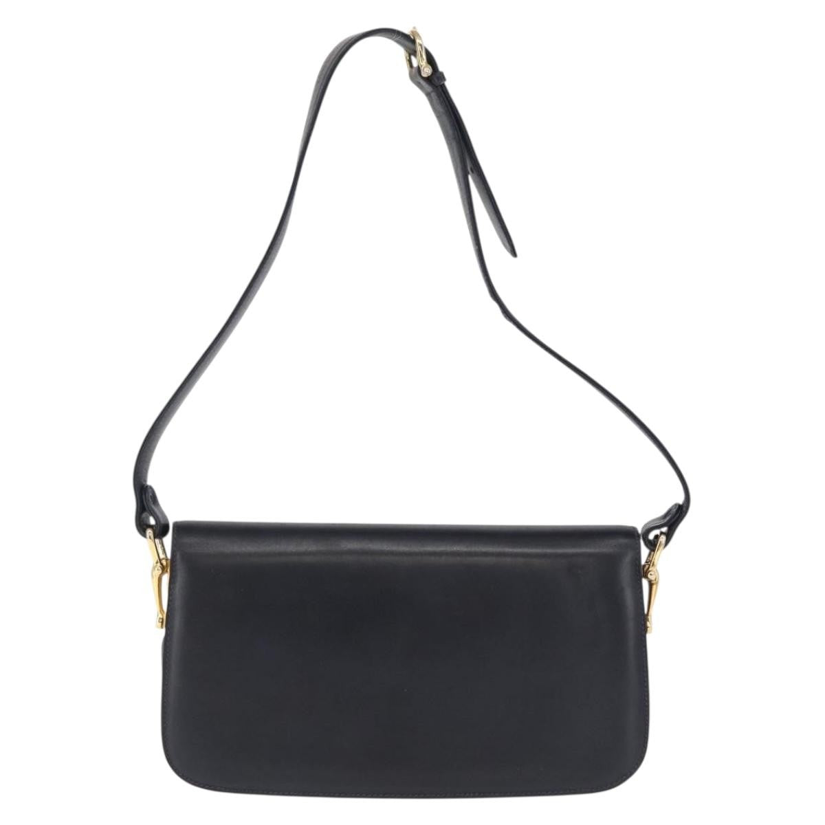 Celine Vintage Carriage Flap Bag Leather, NAVY, LEATHER, Shoulder bag