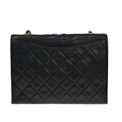 Chanel Vintage CC Chain Full Flap Bag Quilted Leather, BLACK, LEATHER, Shoulder bag