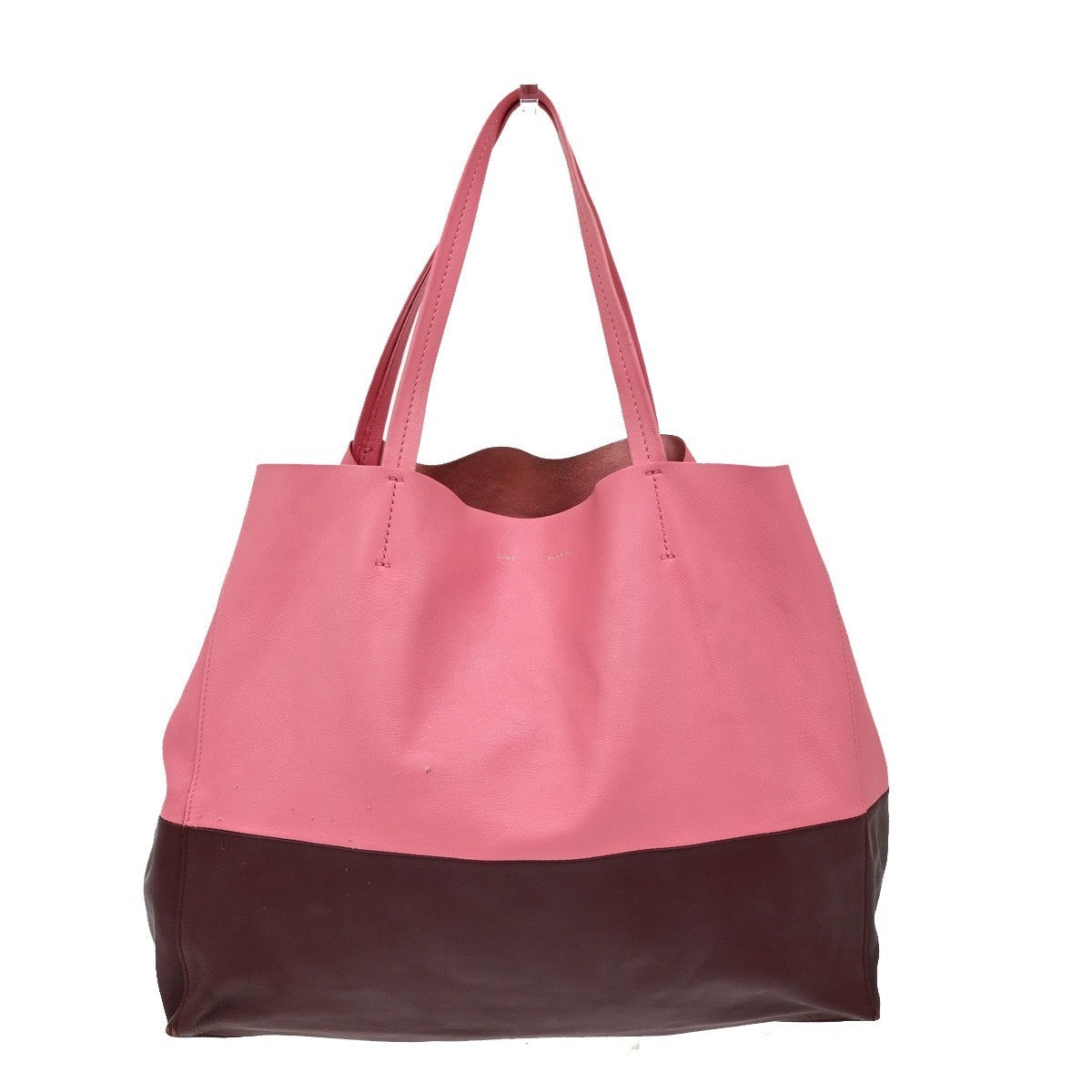 Celine Horizontal Bi-Cabas Tote Leather, PINK, LEATHER, Handbag