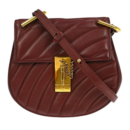 Chloe Drew Bijou Crossbody Bag Quilted Leather, BURGUNDY, LEATHER, Shoulder bag