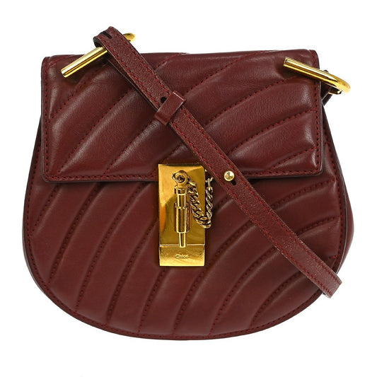 Chloe Drew Bijou Crossbody Bag Quilted Leather, BURGUNDY, LEATHER, Shoulder bag