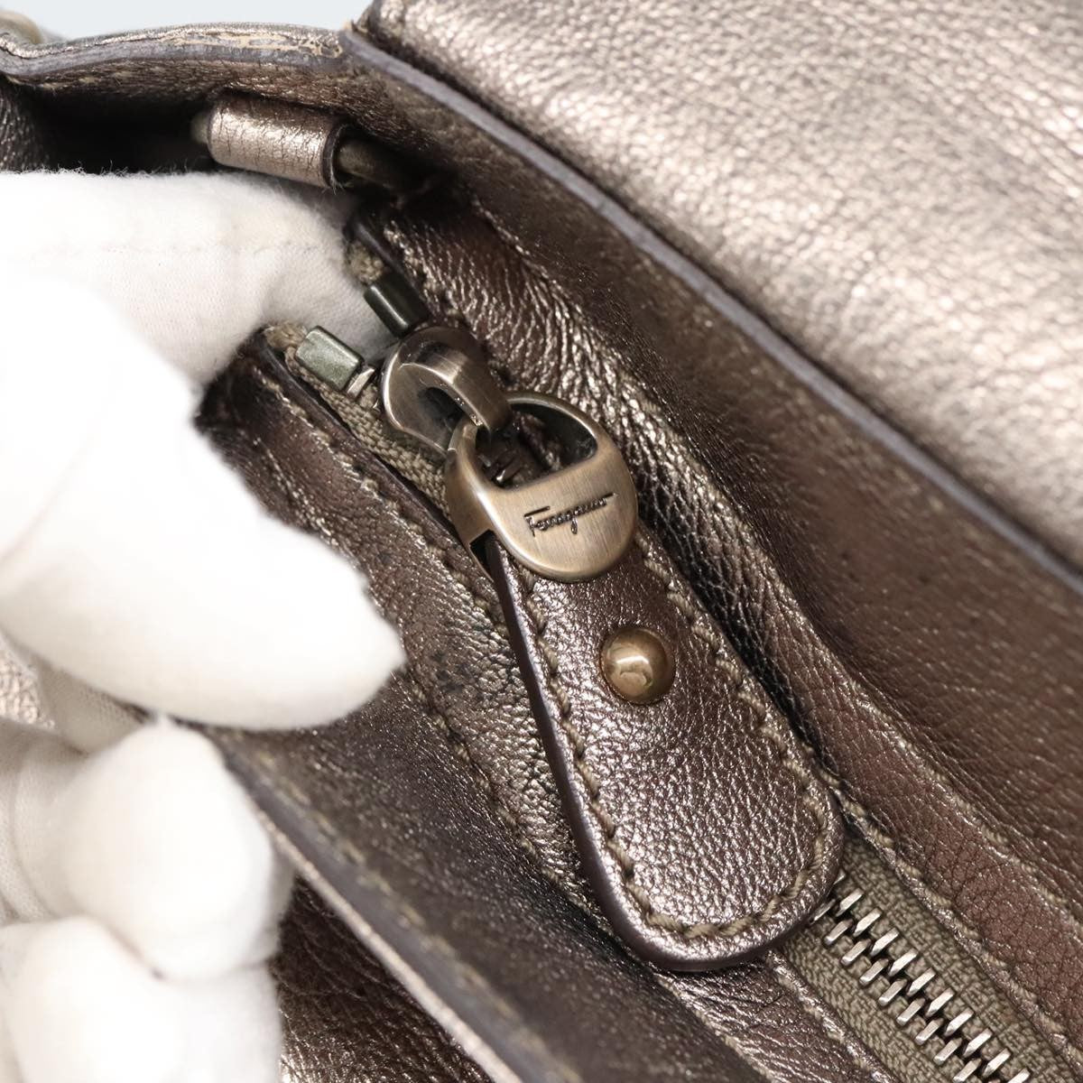 Salvatore Ferragamo Sofia Satchel Leather, SILVER, LEATHER, Handbag