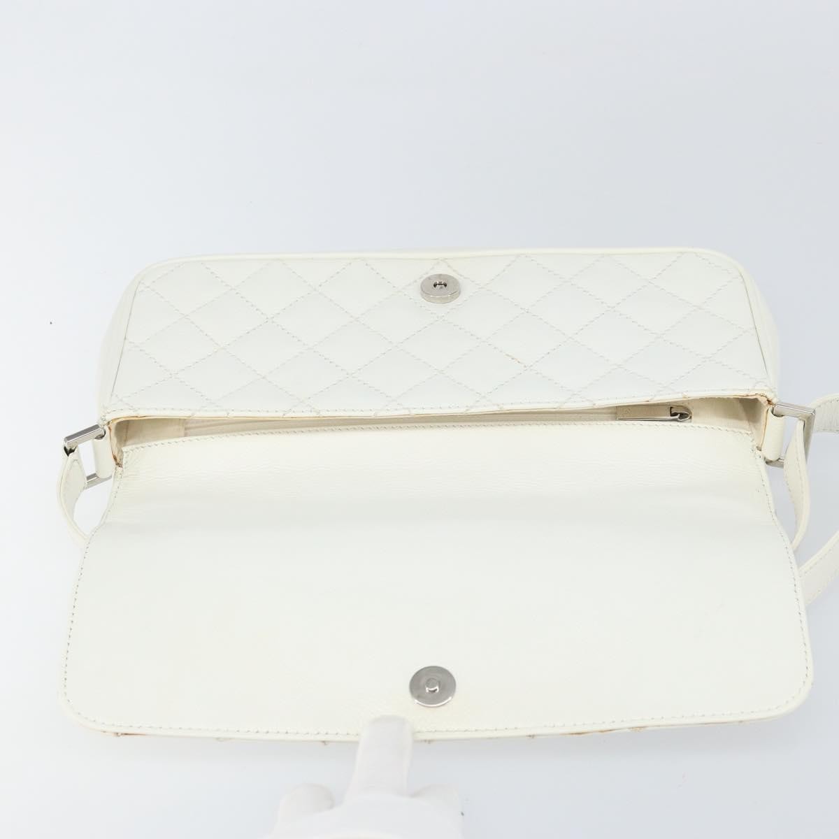 Chanel Vintage Timeless CC Adjustable Shoulder Bag Quilted Calfskin, White, Leather, Shoulder Bag