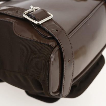 Gucci Vintage Bamboo Backpack Nylon and Patent Leather, Brown, Nylon, Backpack