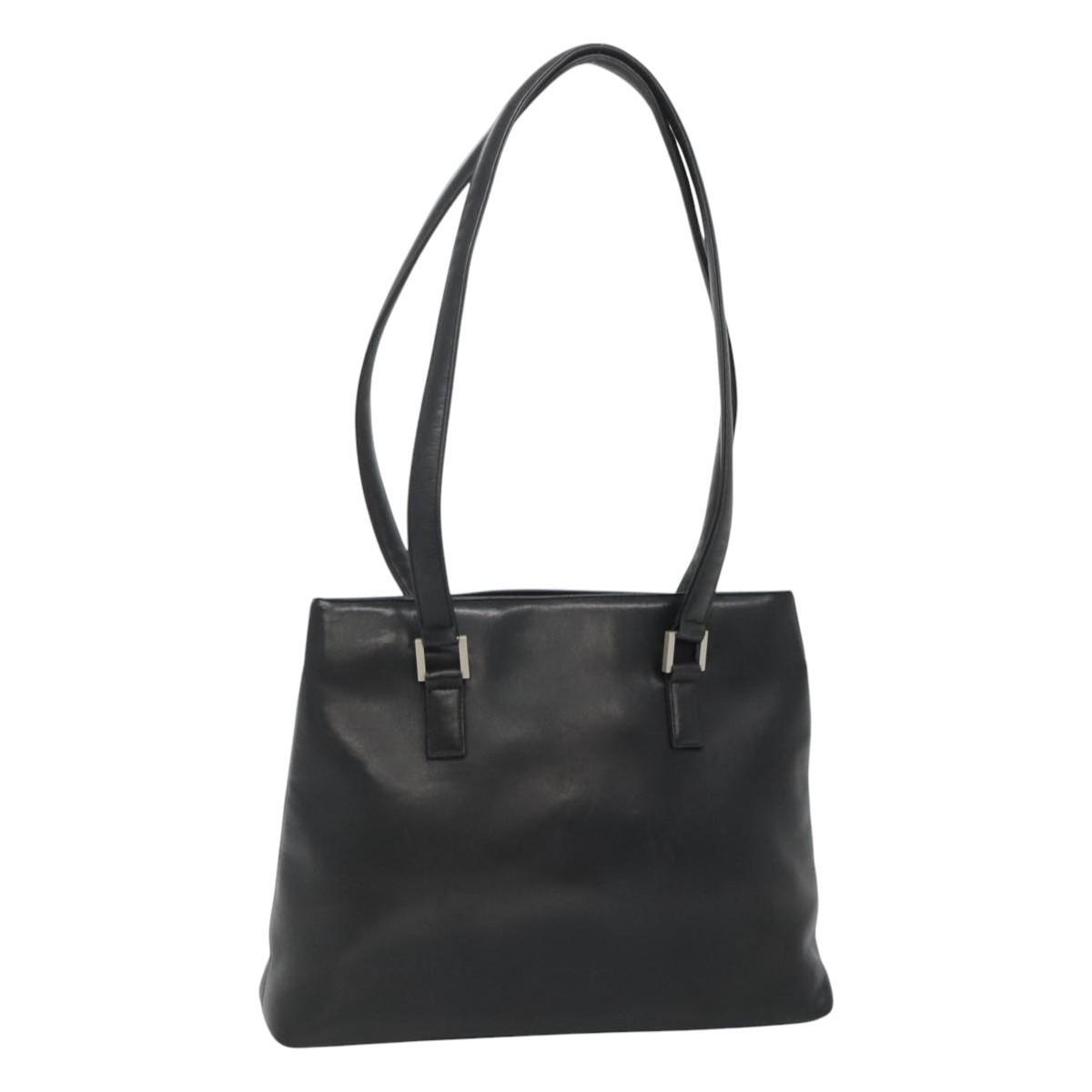 Chanel Vintage Shoulder Bag Leather, BLACK, LEATHER, Shoulder bag