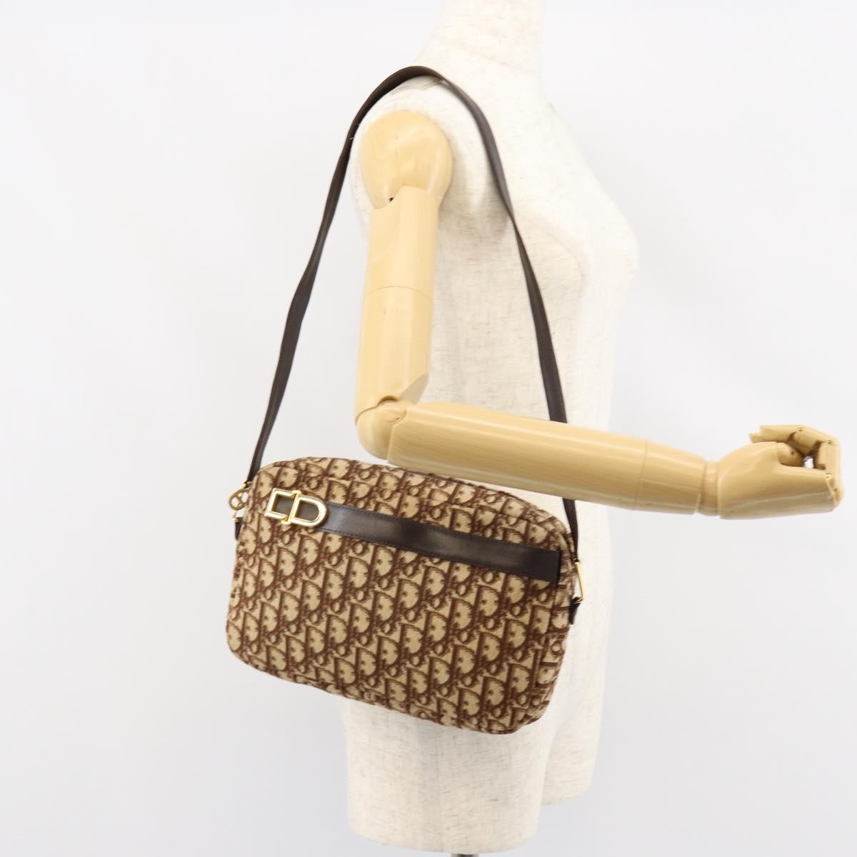 Christian Dior Vintage Trotter Crossbody Bag Diorissimo Coated Canvas, BROWN, CANVAS, Shoulder bag