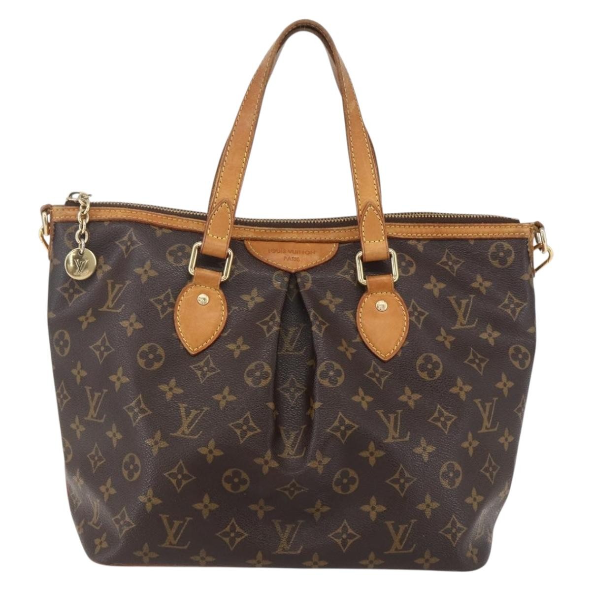 Louis Vuitton Palermo Handbag Monogram Canvas, BROWN, CANVAS, Tote bag