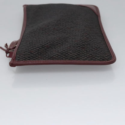 Saint Laurent Zipped Pouch Canvas, GRAY, PVC, Clutche & pouche