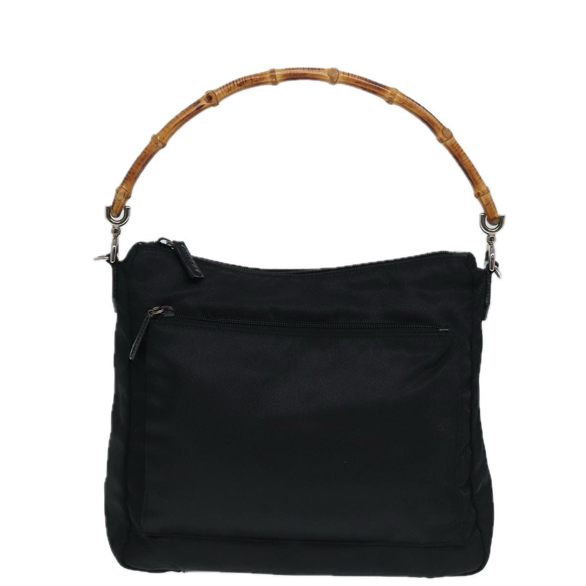 Gucci Vintage Bamboo Handle Bag Nylon, Black, Nylon, Handbag
