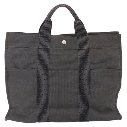 Hermes Fourre-tout Herline Canvas, GRAY, CANVAS, Tote bag
