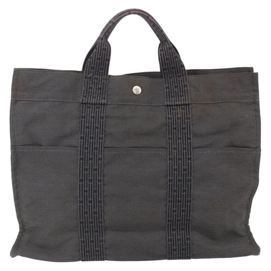 Hermes Fourre-tout Herline Canvas, GRAY, CANVAS, Tote bag