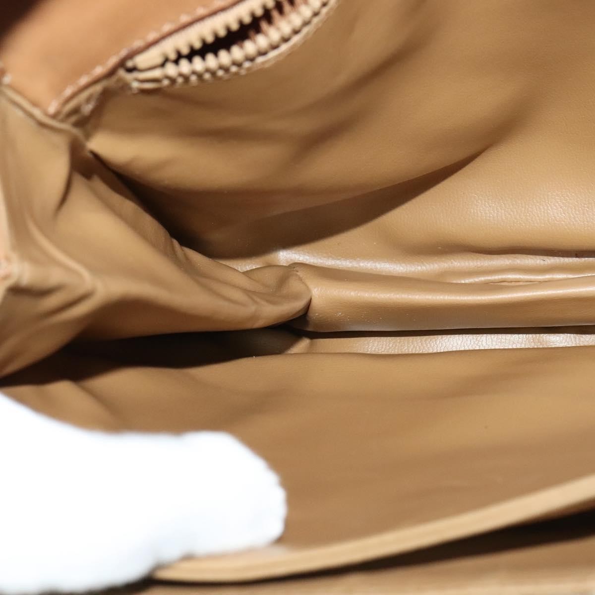Celine Vintage Macadam Shoulder Bag Canvas and Leather, Beige, Canvas, Handbag