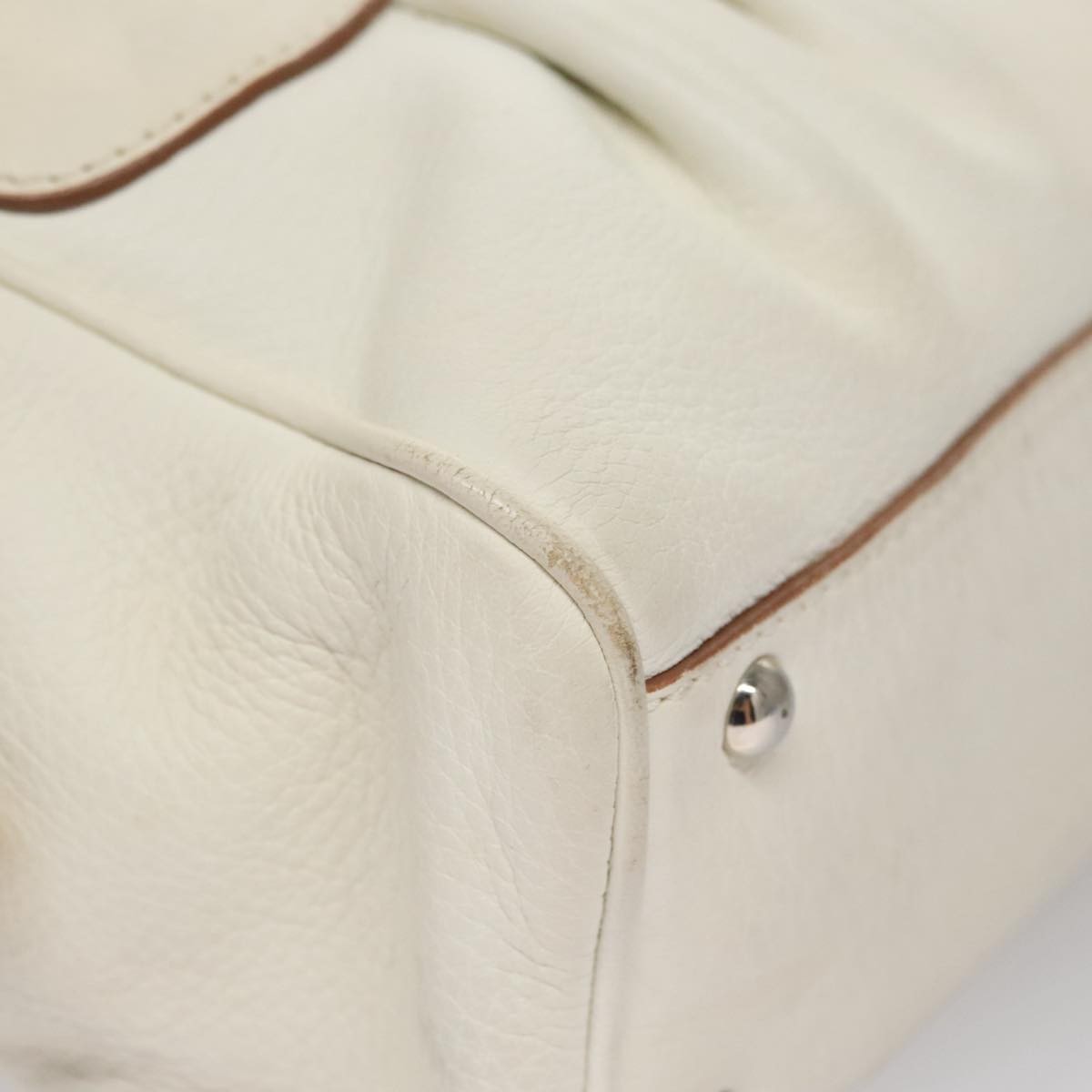 Salvatore Ferragamo Gancini Buckle Shoulder Bag Leather, WHITE, LEATHER, Handbag