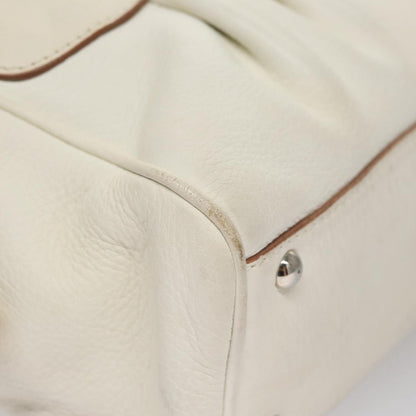 Salvatore Ferragamo Gancini Buckle Shoulder Bag Leather, WHITE, LEATHER, Handbag