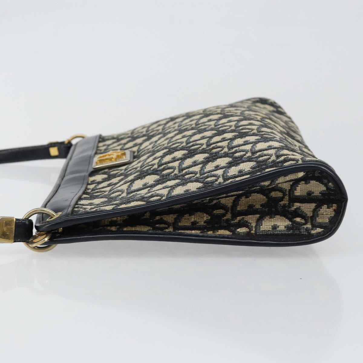 Christian Dior Vintage Trotter Shoulder Bag Canvas, NAVY, CANVAS, Shoulder bag