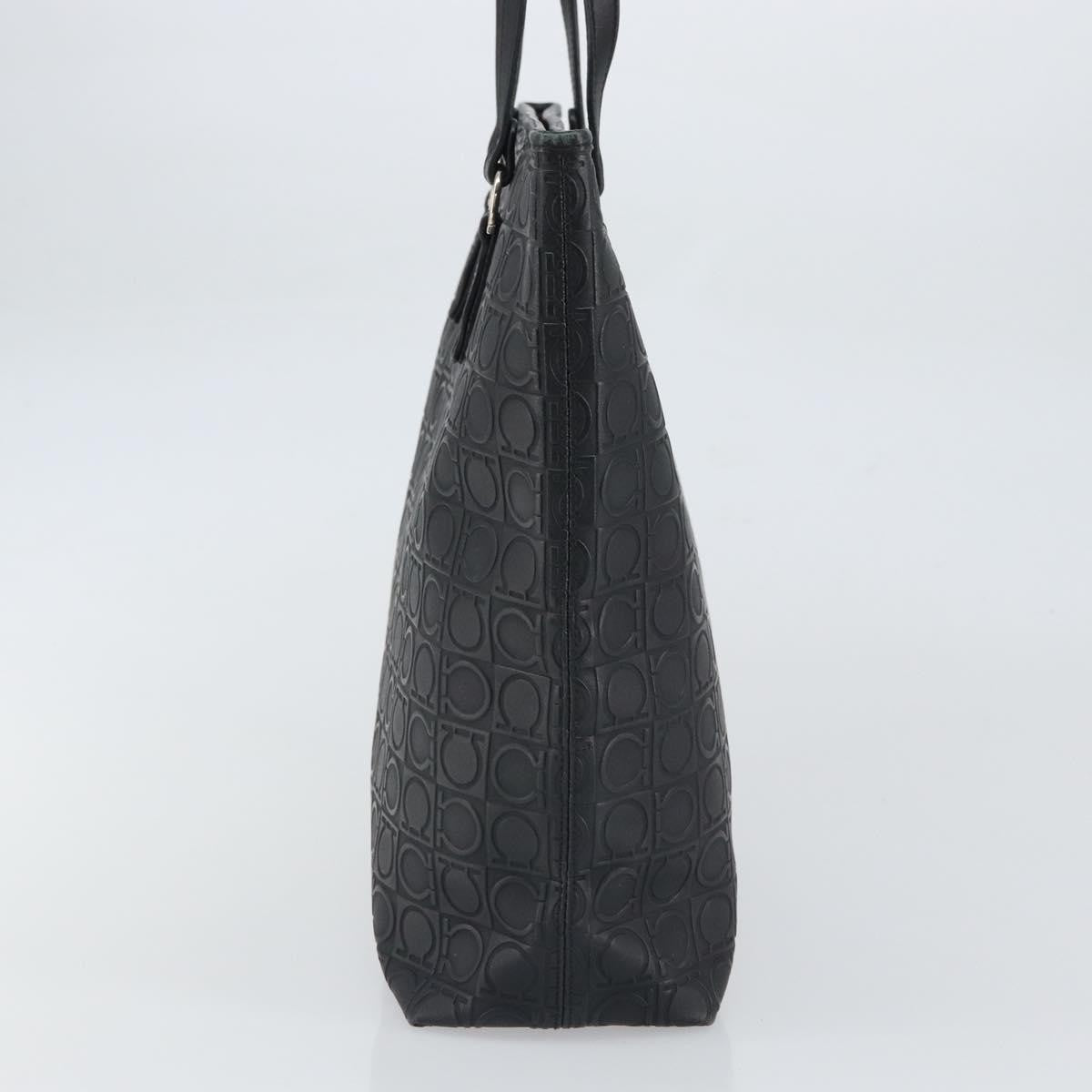 Salvatore Ferragamo Gancini Tote Leather, BLACK, LEATHER, Tote bag