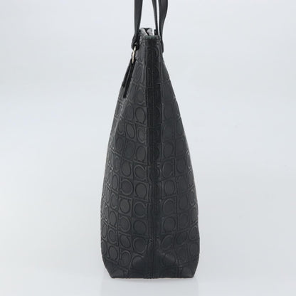 Salvatore Ferragamo Gancini Tote Leather, BLACK, LEATHER, Tote bag