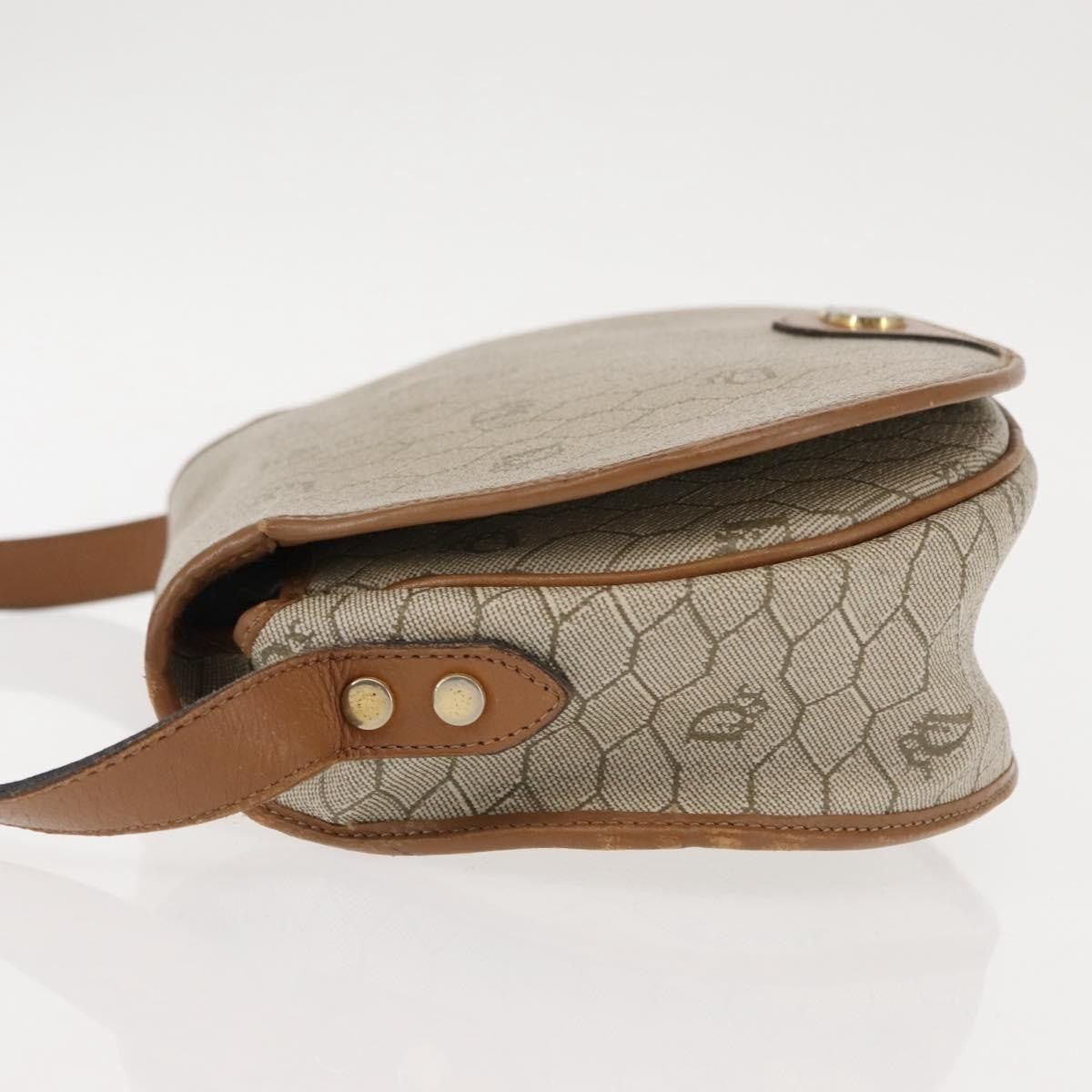 Christian Dior Vintage Honeycomb Flap Crossbody Bag Coated Canvas, BEIGE, CANVAS, Crossbody bag