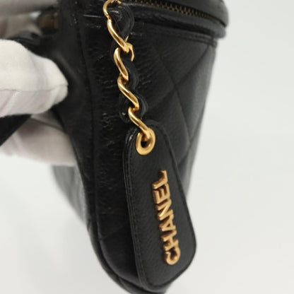 Chanel Vintage Zip Belt Bag Quilted Caviar, BLACK, LEATHER, Clutche & pouche