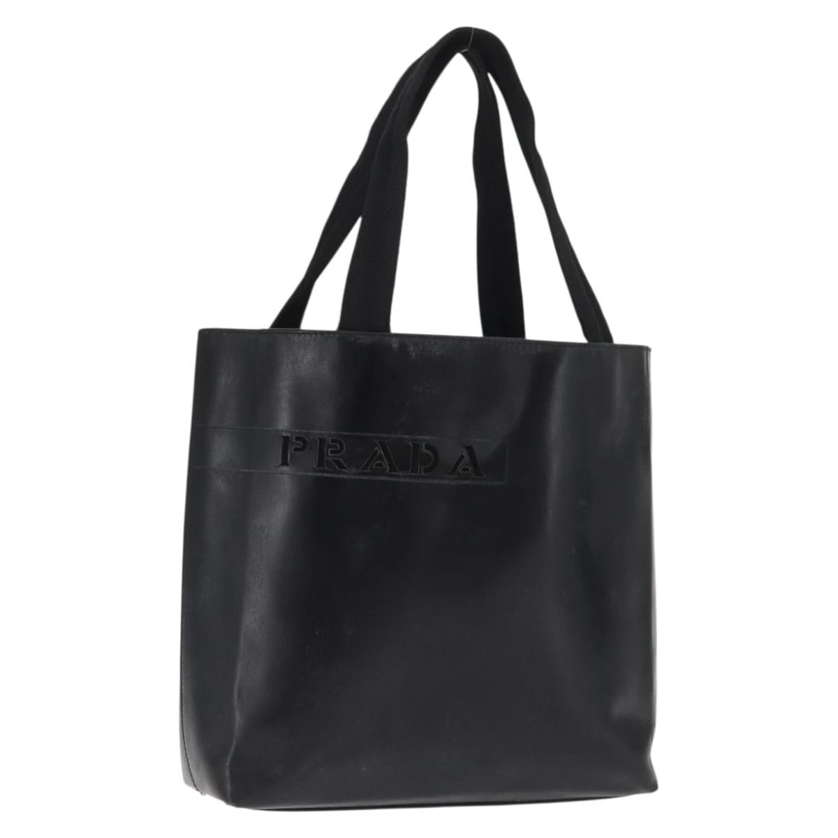 Prada Vintage Tote Leather, BLACK, LEATHER, Tote bag
