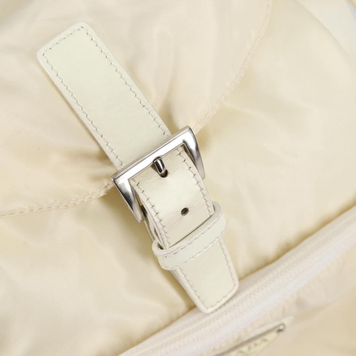 Prada Front Pocket Buckle Backpack Nylon, ECRU, NYLON, Backpack