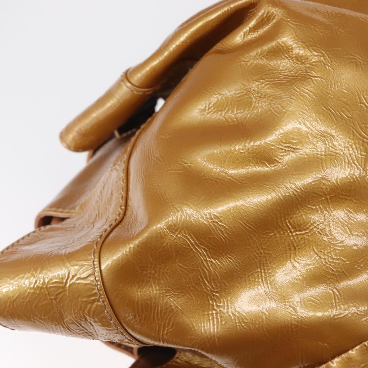 Loewe Aire Shoulder Bag Leather, GOLD, PATENT_LEATHER, Handbag